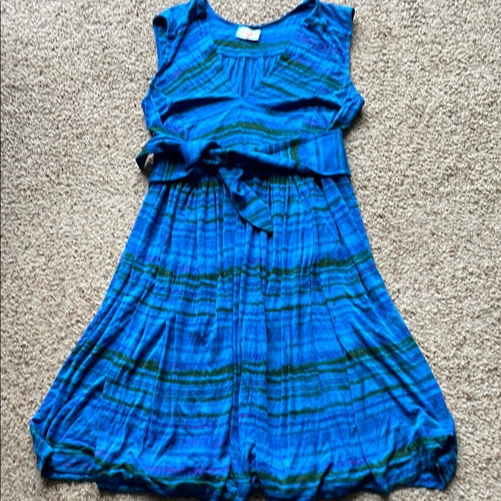 Anthropologie (plenty by Tracy Reese) Blue and Green Striped Dress size L